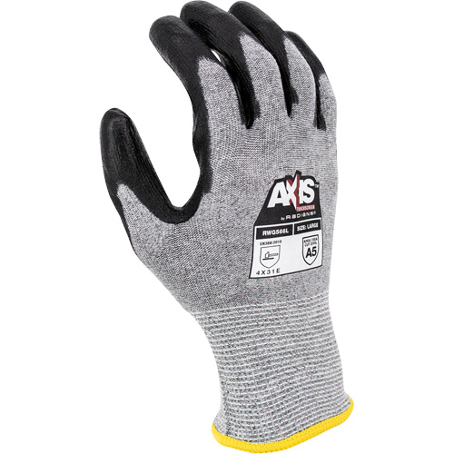 Gants de travail r&eacute;sistants &agrave; la coupe, compatibles avec &eacute;crans tactiles RWG566 AXIS, Taille 2T-Grand, Calibre 18, Rev&ecirc;tement Polyur&eacute;thane, Enveloppe en Acier inoxydable/PEHP, ASTM ANSI niveau A5/EN 388 niveau E Ontario Packaging