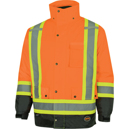 5056 Pioneer&reg; Yukon 7-in-1 Waterproof Winter Safety Parka, Polyester, Black/High Visibility Orange, X-Small Ontario Packaging