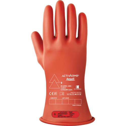 ActivArmr&reg; RIG R011RUL Ultra-Lightweight Electrical Insulated Gloves, ASTM Class 0, Size 8, 11" L Ontario Packaging