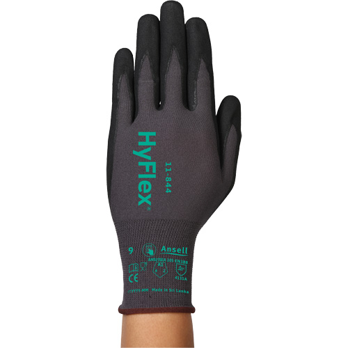 Gants Hyflex 11-844, Taille 5/2T-petit, Calibre 15, Rev&ecirc;tement Mousse de nitrile, Enveloppe en Nylon/Spandex, ASTM ANSI niveau A1/EN 388 niveau 1/EN 388 niveau A Ontario Packaging