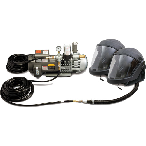 Syst&egrave;me de casque et de protection respiratoire &agrave; adduction d'air DEFENDER pour 2 travailleur Ontario Packaging