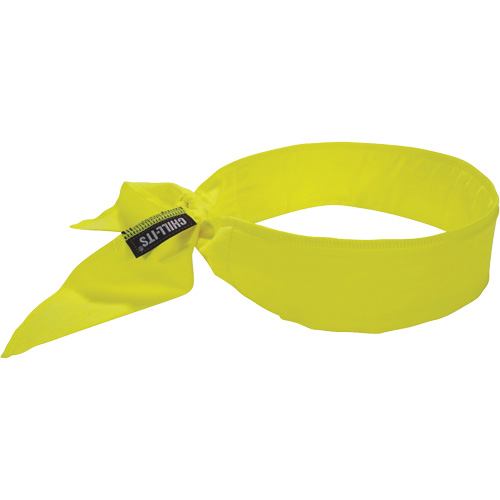Chill-Its 6702 Cooling Headband with Embedded Polymers & Tie Closure, High Visibilty Lime-Yellow Ontario Packaging