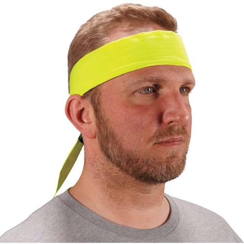Chill-Its 6702 Cooling Headband with Embedded Polymers & Tie Closure, High Visibilty Lime-Yellow Ontario Packaging