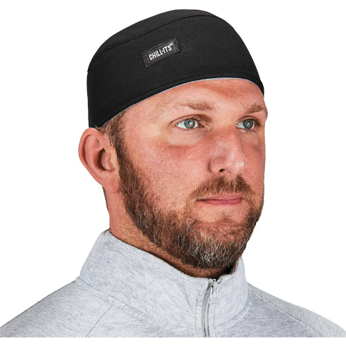 Chill-Its 6630 High-Performance Skull Cap with Terry Cloth Sweatband, Black Ontario Packaging