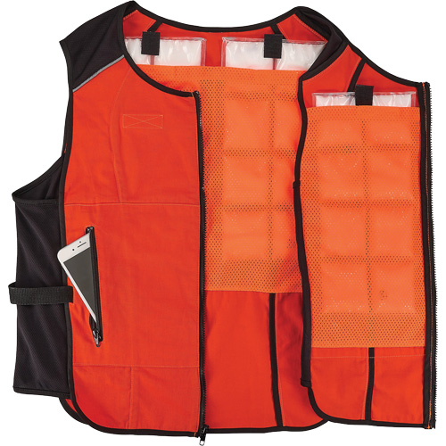 Chill-Its 6260 Lightweight Phase Change Cooling Vest with Rechargeable Packs, 2X-Large/3X-Large, Orange Ontario Packaging
