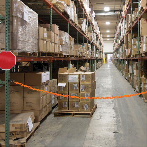 Ensemble de barri&egrave;re &agrave; chaîne magn&eacute;tique pour l'entrep&ocirc;t, Orange Ontario Packaging