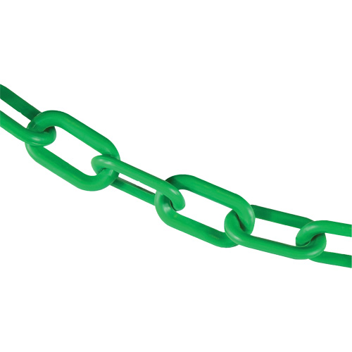 Plastic Barrier Chain, Green, 2" Link, 100' Length Ontario Packaging