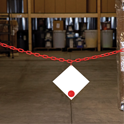Plastic Barrier Chain, Green, 2" Link, 100' Length Ontario Packaging