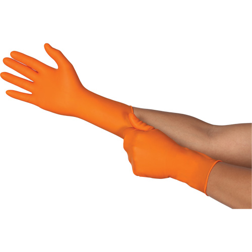 Gants jetables TOUCHNTUFF 93-800, 6,5/7, Latex/N&eacute;opr&egrave;ne/Nitrile, 23,6-mils, Sans poudre, Orange Ontario Packaging