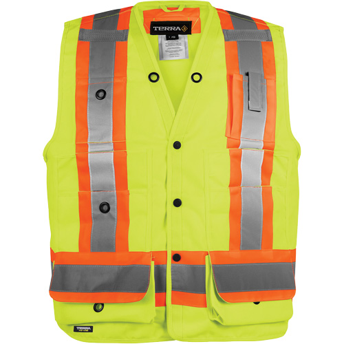 High-Visibility Surveyor's Vest, High Visibility Orange, Small, Polyester Ontario Packaging