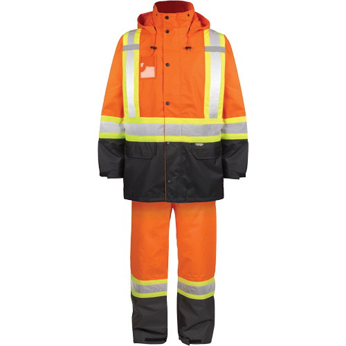 High-Visibility 150-Deniers Rain Suit, Polyester, 2X-Large, High Visibility Orange Ontario Packaging