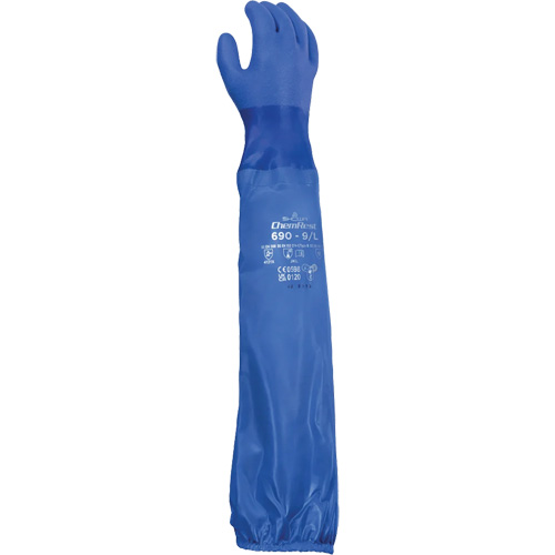 690 Chemical-Resistant Gloves, Size Medium/8, 26" L, Cotton/PVC Ontario Packaging