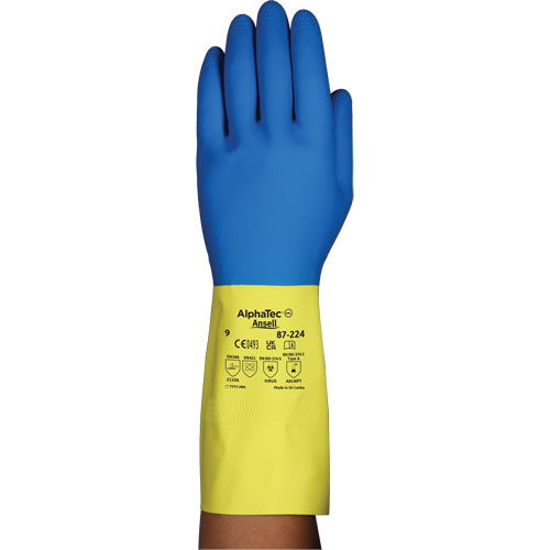 Gants r&eacute;sistants aux produits chimiques AlphaTec 87-224, Taille 7, 12,8" lo, N&eacute;opr&egrave;ne/Latex de caoutchouc, Doublure en Coton/Ouat&eacute;e, 26,8 mils Ontario Packaging