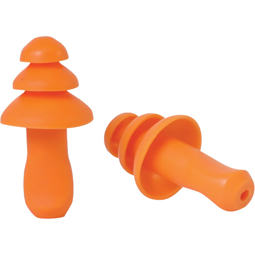 Bouchons d'oreilles r&eacute;utilisable &agrave; triple bride en TPR orange SEALTEC TipGrip, Sans cordon, Vrac - Boîte, 26 dB dB NRR, Taille unique Ontario Packaging