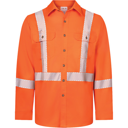 Chemise de travail haute visibilit&eacute; &agrave; bandes segment&eacute;es 7 oz de luxe Avenger, Style 652, Hommes, 4T-Grand, Orange Ontario Packaging