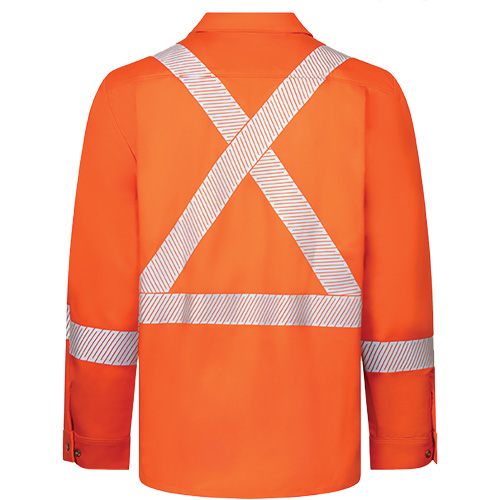 Chemise de travail haute visibilit&eacute; &agrave; bandes segment&eacute;es 7 oz de luxe Avenger, Style 652, Hommes, 4T-Grand, Orange Ontario Packaging