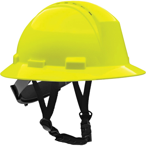 Kilimanjaro Full Brim Safety Helmet with HDPE Shell, Meets CSA Type 2, Ratchet Suspension, Vented Ontario Packaging