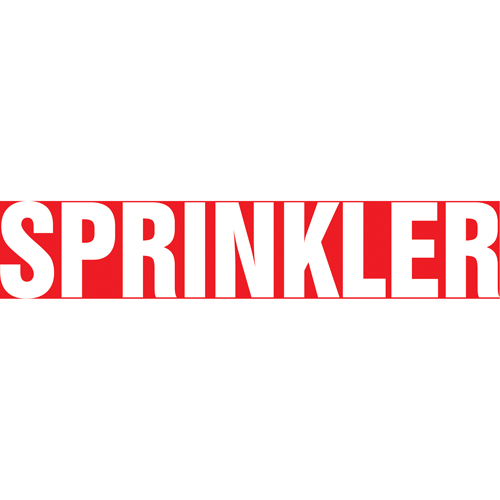 "Sprinkler" Pipe Marker, Self-Adhesive, 1" H x 8" W, White on Red Ontario Packaging