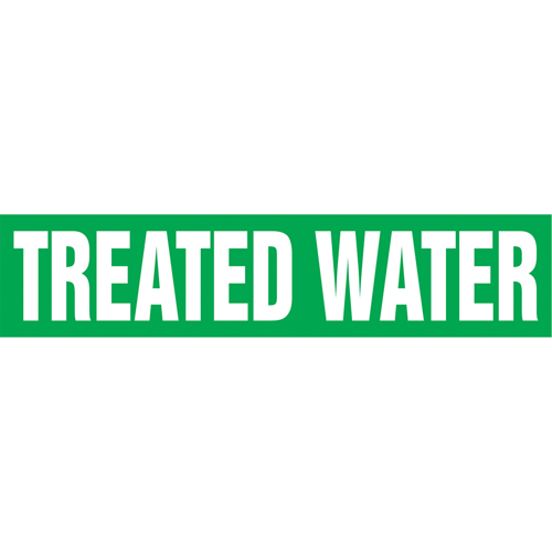 "Tower Water Return" Pipe Markers, Self-Adhesive, 4" H x 24" W, White on Green Ontario Packaging