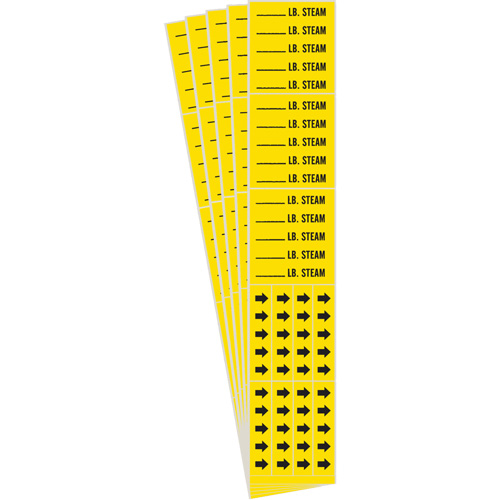 Marqueur de tuyau avec espace vierge suivi de LB. Steam, Autocollant, 2-1/4" h x 2-3/4" la, Noir sur jaune Ontario Packaging