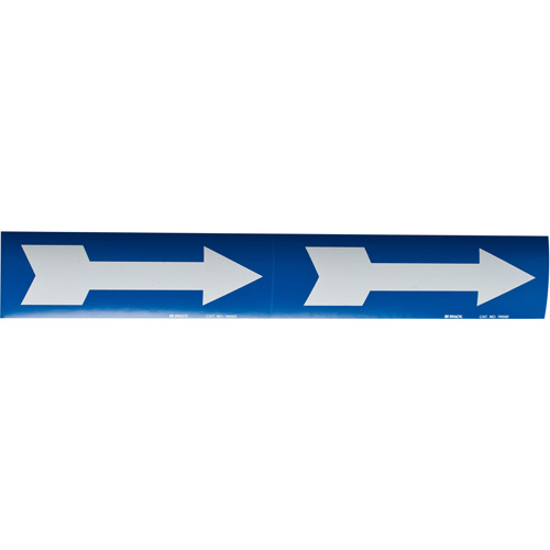 Arrow Pipe Markers, Self-Adhesive, 4" H x 12" W, White on Blue Ontario Packaging