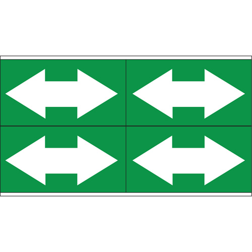 Dual Direction Arrow Pipe Markers, Self-Adhesive, 1-1/8" H x 7" W, White on Green Ontario Packaging