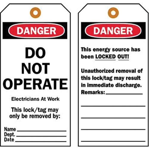 &eacute;tiquettes de verrouillage, Plastique, 3" la x 5-1/2" h, Anglais Ontario Packaging