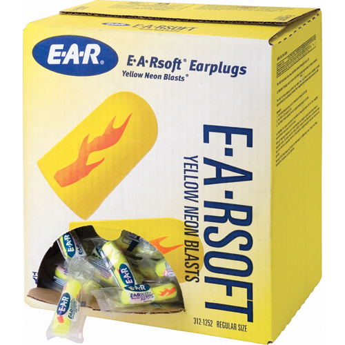 E-A-Rsoft Yellow Neon Blasts Earplugs, Bulk - Polybag Ontario Packaging