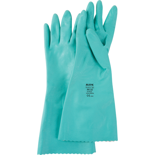 Gants &agrave; prise emboss&eacute;e &agrave; motif en Z StanSolv, Taille Petit/7, 14" lo, Nitrile, Doublure en Interlock, 11 mils Ontario Packaging