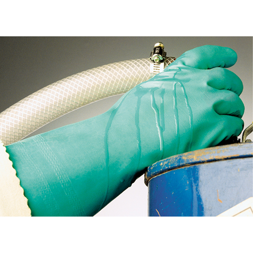 Gants &agrave; prise emboss&eacute;e &agrave; motif en Z StanSolv, Taille Moyen/8, 14" lo, Nitrile, Doublure en Interlock, 11 mils Ontario Packaging