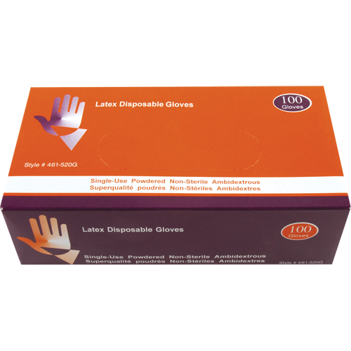 Industrial Grade Gloves, Medium, Latex, Powdered, White Ontario Packaging