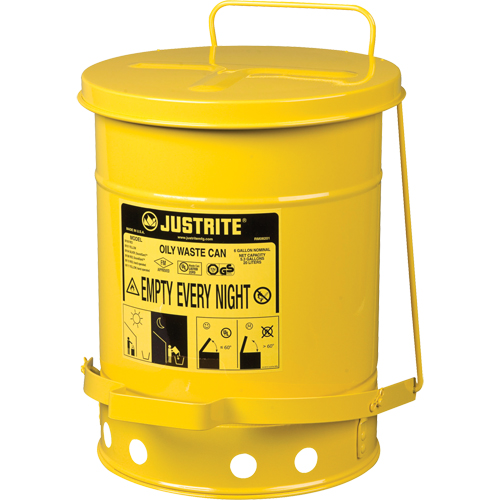 Contenants pour d&eacute;chets huileux, Homologu&eacute; FM/List&eacute; UL, 6 gal. US, Jaune Ontario Packaging