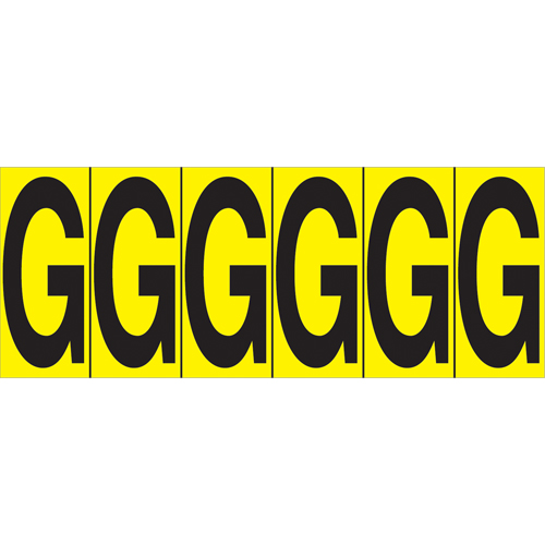Individual Adhesive Letter Markers, G, 2-15/16" H, Black on Yellow Ontario Packaging