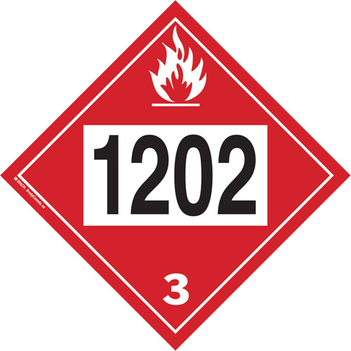 1202 Fuel Oil Flammable Liquid TDG Placard, Plastic Ontario Packaging