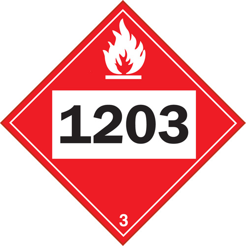 1203 Gasohol & Gasoline Flammable Liquid TDG Placard, Adhesive Vinyl Ontario Packaging