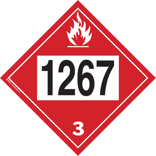 1267 Petroleum Crude Oil Flammable Liquid TDG Placard, Adhesive Vinyl Ontario Packaging