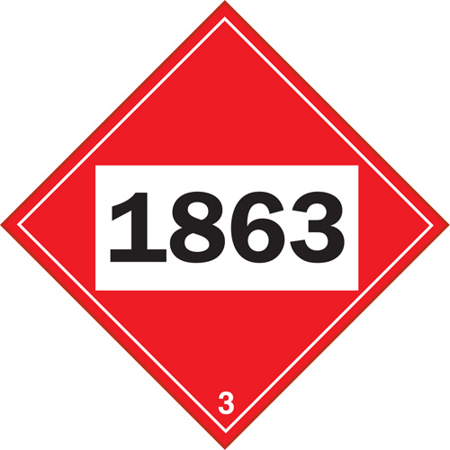 Plaque-&eacute;tiquette TMD 1863 pour liquide inflammable carburant aviation, Plastique Ontario Packaging