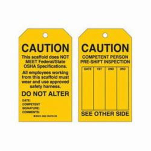 Scaffold Safety Tags, Polyester, 4" W x 7" H, English Ontario Packaging