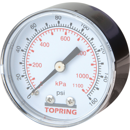 Mini Regulators - Replacement Gauge, 2" , 0 - 160 psi, Back Mount, Analogue Ontario Packaging