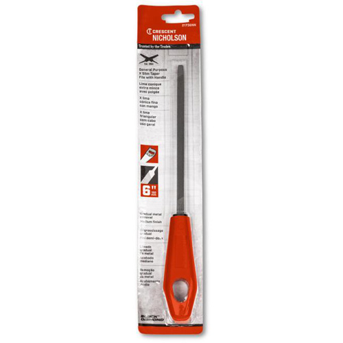 Extra Slim Taper File with Red Handle, Triangle, 6", Single Ontario Packaging