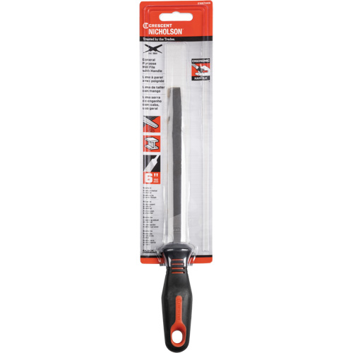 Single Cut File with Ergonomic Handle, Rectangular, 6", Bastard Ontario Packaging