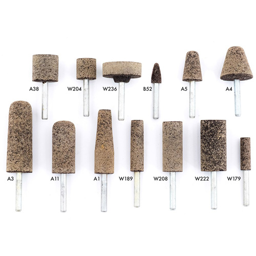 Meules r&eacute;sinoides mont&eacute;es sur tige A36Q, A11, Oxyde d'aluminium, 11/16" dia., 2" lo, 36 Grain Ontario Packaging