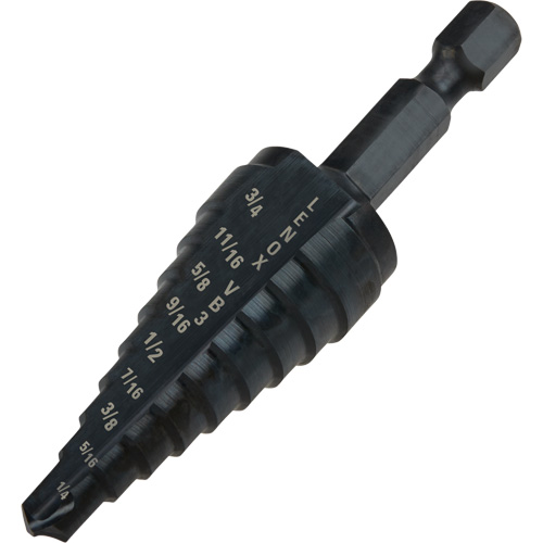 #3 Step Drill Bit, 1/4" - 3/4" , 1/16" Increments, High Speed Steel Ontario Packaging