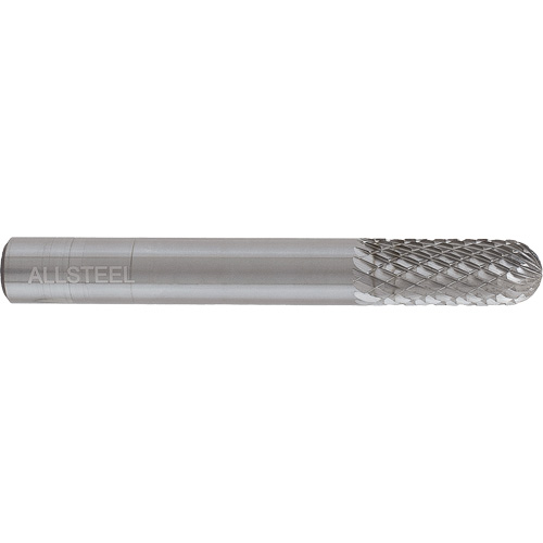 AllSteel Cylindrical Round Nose Shape Carbide Burr, SC-5, 1/2" Dia., 1" Depth of Cut Ontario Packaging