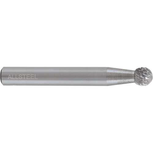 AllSteel Ball Shape Carbide Burr, SD-1, 1/4" Dia., 1/4" Shank, 7/32" Depth of Cut Ontario Packaging