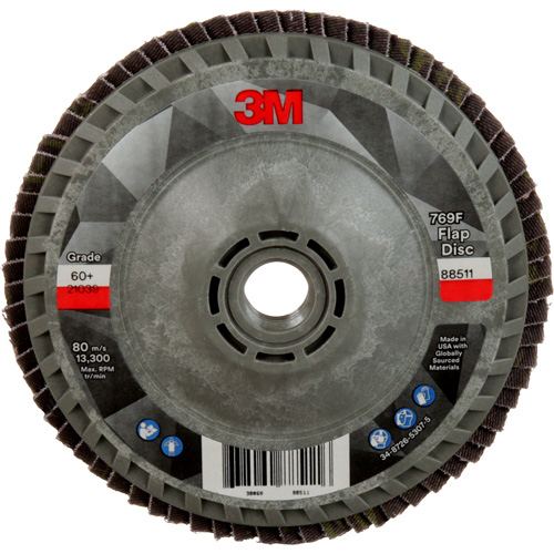 Disque &agrave; lamelles &agrave; changement rapide 769F, 4-1/2" x 5/8"-11, Type 27, Grain 60+, C&eacute;ramique Ontario Packaging