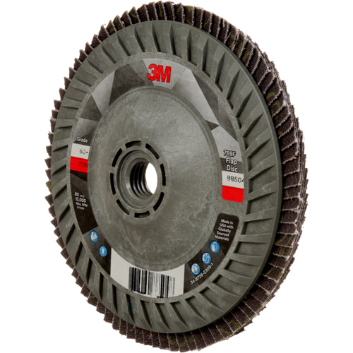 Disque &agrave; lamelles &agrave; changement rapide 769F, 5" x 5/8"-11, Type 27, Grain 60+, C&eacute;ramique Ontario Packaging
