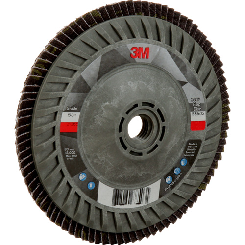 Disque &agrave; lamelles &agrave; changement rapide 769F, 5" x 5/8"-11, Type 27, Grain 80+, C&eacute;ramique Ontario Packaging