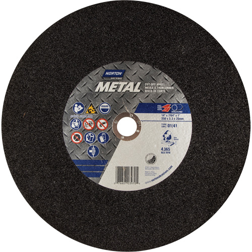 Metal A Chop Saw Cut-Off Wheel, 14" x 3/32", 1" Arbor, Type 01/41, Aluminum Oxide, 4365 RPM Ontario Packaging