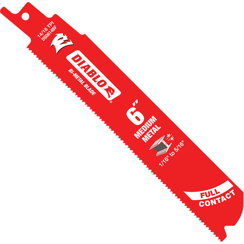 Lame de scie alternative de s&eacute;rie moyenne pour le m&eacute;tal, Bim&eacute;tal, 14-18 Dents par pouce, 6" lo x 1" la Ontario Packaging